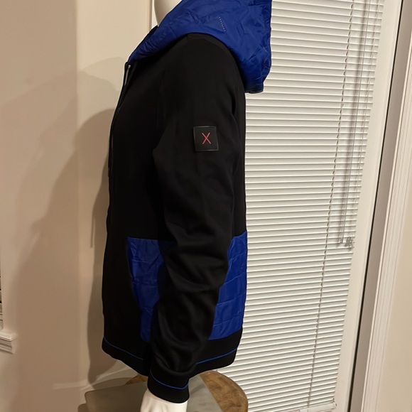 Kors X Tech Color Block Full Zip Drawstring Mixed Media Attached Hood Jacket - Picture 9 of 15